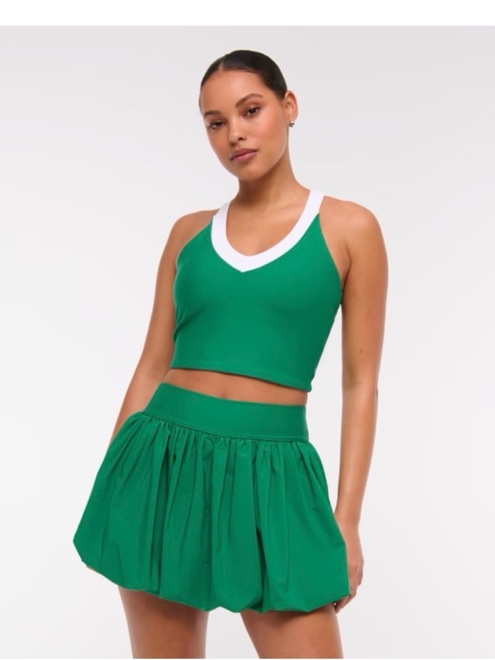 SET! A&F YPB motionTEK Bubble Hem Mini Skirt & matching YPB Racerback V Neck Top